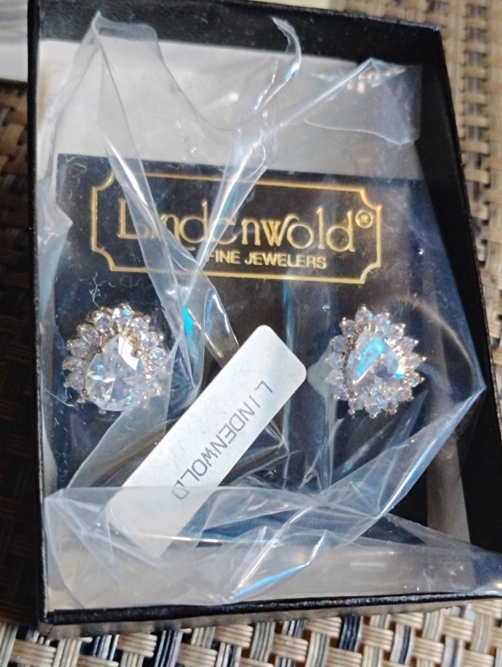 Linden Silver-Tone Clear Teardrop Halo Stud Earrings